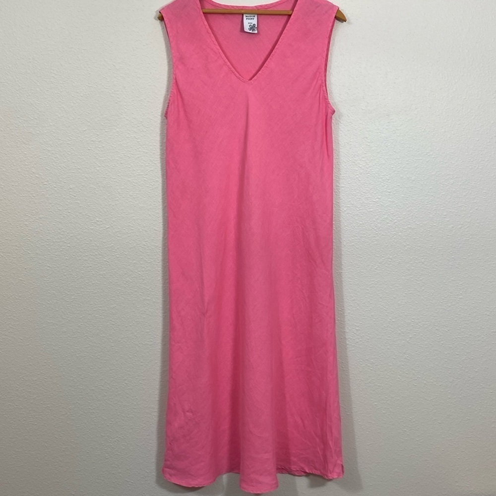 Match Point 100% Linen Pink Tank Dress Size M